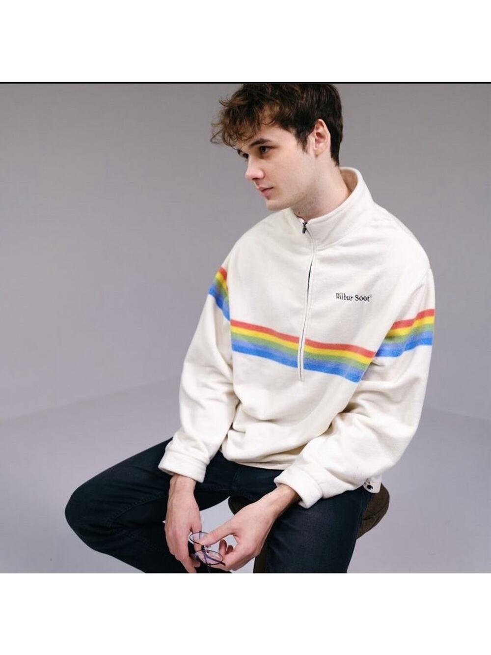 Wilbur Soot Half-Zip Fleece Pullover (L) 1996 Merch Vintage Polaroid Rainbow